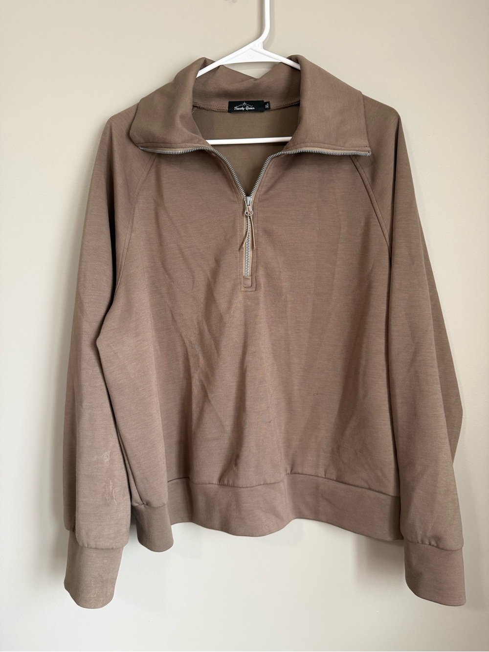 Trendy Queen Brown Half Zip Size XL